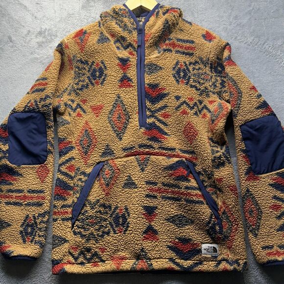 The North Face Fleece Jacket Womens Large Brown Campshire Sherpa Pullover Aztec - Picture 2 of 16